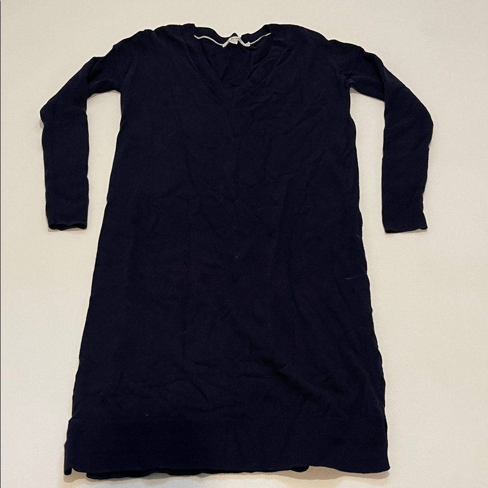 Boden Ottoman Navy V-Neck Long-Sleeve Knit Dress